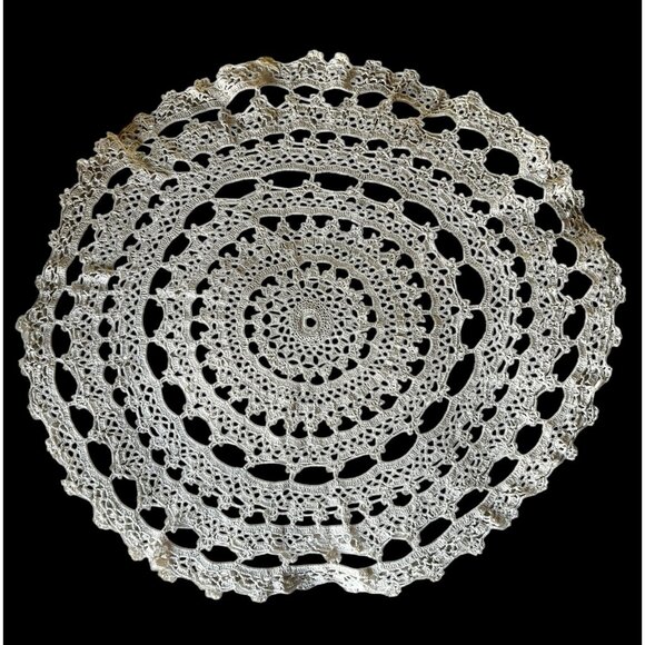 Handmade 22" Diameter Crocheted Cotton Doily - Picture 1 of 12